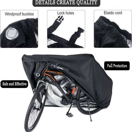 Bicycle cover - Waterproof bicycle cover for one bicycle - Waterproof bicycle cover - 200 x 110 x 70 cm - Bicycle cover with lock hole - Rainproof, dustproof, sun-resistant and water-resistant sunshade, suitable for mountain bikes and racing bikes..
