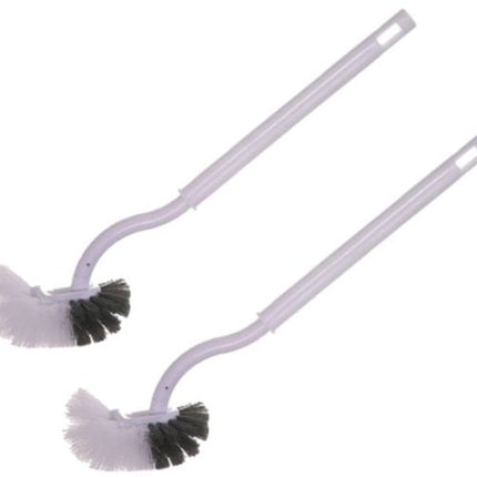 Toilet brushes - (2 pieces) - Toilet brush with rim cleaning brush - Curved toilet brush - Hanging toilet brush - S-shaped curved toilet brush.