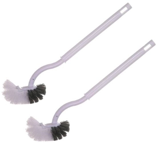 Toilet brushes - (2 pieces) - Toilet brush with rim cleaning brush - Curved toilet brush - Hanging toilet brush - S-shaped curved toilet brush.