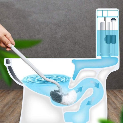 Toilet brushes - (2 pieces) - Toilet brush with rim cleaning brush - Curved toilet brush - Hanging toilet brush - S-shaped curved toilet brush.