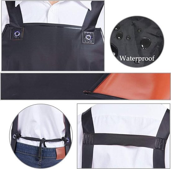 Waterproof Apron - Adjustable, Heavy-Duty Waterproof Apron - Apron - Extended - Extra Large - Waterproof Apron - Black.