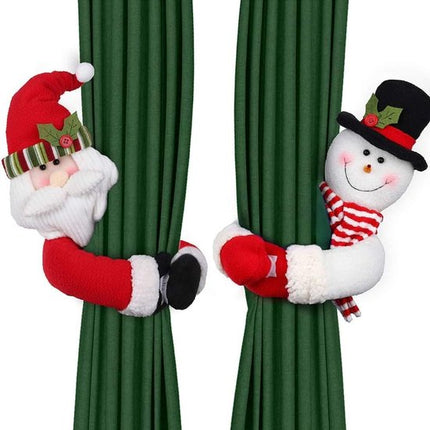 Christmas Themed Curtain Ties - (Set of Two) - Curtain Ties - Curtain Hooks - Snowman Design - Suitable for curtains, windows, wine bottle decorations, Christmas decorations, home and party decorations..