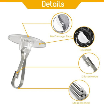 Hooks - (100 pieces per pack) - Self-adhesive hooks - Self-adhesive hooks - Self-adhesive ceiling hooks - Super strong adhesion - Small and transparent - Will not damage walls - No drilling required - Removable - Suitable for holidays, weddings,.