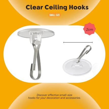 Hooks - (100 pieces per pack) - Self-adhesive hooks - Self-adhesive hooks - Self-adhesive ceiling hooks - Super strong adhesion - Small and transparent - Will not damage walls - No drilling required - Removable - Suitable for holidays, weddings,.