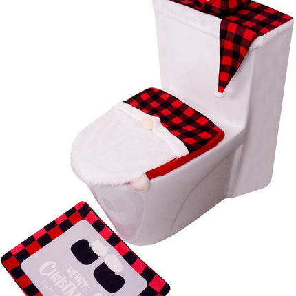 Toilet Seat Covers - Set of 4 - Christmas Toilet Seat Covers - Christmas Bathroom Accessories - Cute Christmas Dwarf Toilet Seats - Christmas Bathroom Decorations - Easy to Clean - Non-Slip Toilet Mats.