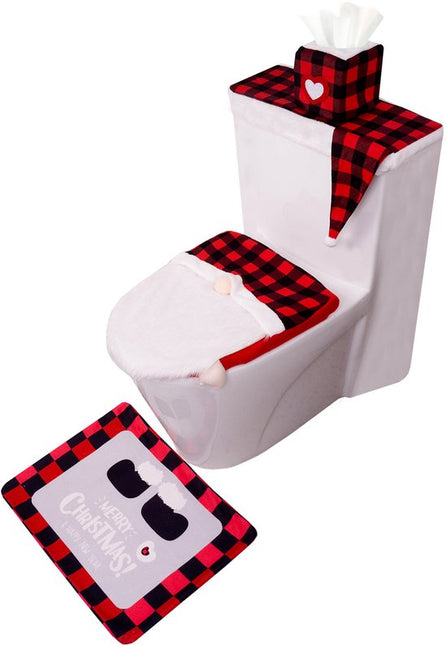Toilet Seat Covers - Set of 4 - Christmas Toilet Seat Covers - Christmas Bathroom Accessories - Cute Christmas Dwarf Toilet Seats - Christmas Bathroom Decorations - Easy to Clean - Non-Slip Toilet Mats.