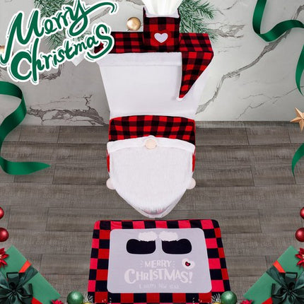 Toilet Seat Covers - Set of 4 - Christmas Toilet Seat Covers - Christmas Bathroom Accessories - Cute Christmas Dwarf Toilet Seats - Christmas Bathroom Decorations - Easy to Clean - Non-Slip Toilet Mats.
