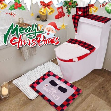 Toilet Seat Covers - Set of 4 - Christmas Toilet Seat Covers - Christmas Bathroom Accessories - Cute Christmas Dwarf Toilet Seats - Christmas Bathroom Decorations - Easy to Clean - Non-Slip Toilet Mats.