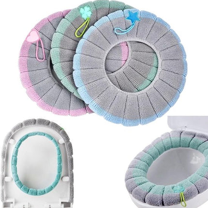 Toilet Seat Covers - 3-Pack - Soft Toilet Seat Covers - Soft and Comfortable Winter Toilet Seat Covers - With Hanging Ring - Reusable Toilet Seat Covers - Universal Toilet Seat Covers - Easy to Install - Pink - Green - Blue.