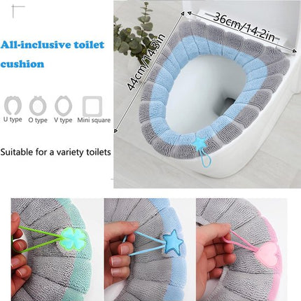 Toilet Seat Covers - 3-Pack - Soft Toilet Seat Covers - Soft and Comfortable Winter Toilet Seat Covers - With Hanging Ring - Reusable Toilet Seat Covers - Universal Toilet Seat Covers - Easy to Install - Pink - Green - Blue.