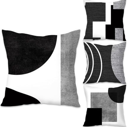Pillowcase - 4-pack - Pillowcases with abstract geometric pattern - 45x45 cm - Pillowcases with zipper - Black and white pillowcases (pillow insert not included).