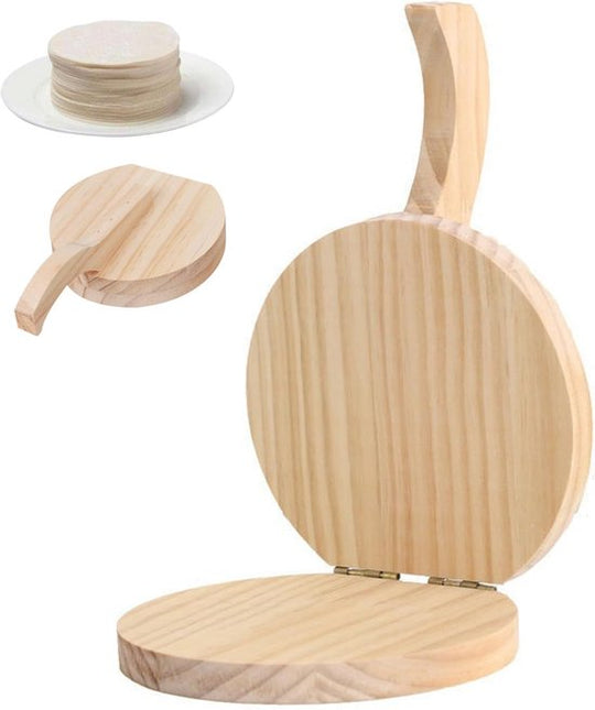 Tortilla Press - Natural Wood Tortilla Press - 6.5 Inch Round Tortilla Press with Handle - Tool for Making Homemade Tortillas, Burritos, Chapatis, and Tortilla Dough.