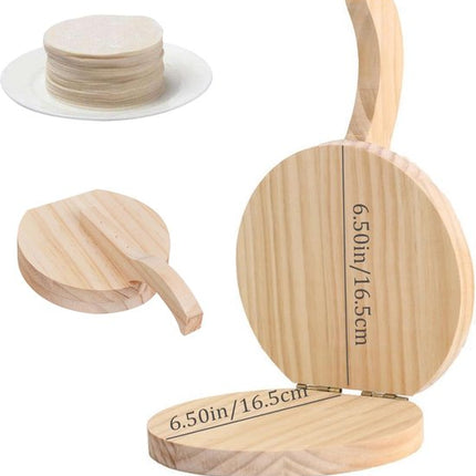 Tortilla Press - Natural Wood Tortilla Press - 6.5 Inch Round Tortilla Press with Handle - Tool for Making Homemade Tortillas, Burritos, Chapatis, and Tortilla Dough.