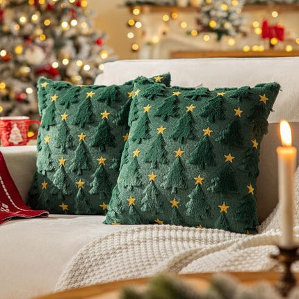 Christmas Pillowcase Set - Set of 2 - Winter Christmas Themed Cushion Covers - Christmas Decorations - Soft Christmas Cushions, Christmas Covers - 45 x 45 cm - Elegant Christmas Decoration Cushion Covers for the Living Room (Pillow filling not included).