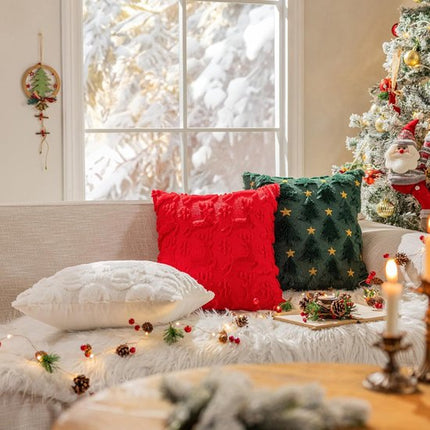 Christmas Pillowcase Set - Set of 2 - Winter Christmas Themed Cushion Covers - Christmas Decorations - Soft Christmas Cushions, Christmas Covers - 45 x 45 cm - Elegant Christmas Decoration Cushion Covers for the Living Room (Pillow filling not included).