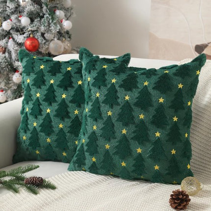 Christmas Pillowcase Set - Set of 2 - Winter Christmas Themed Cushion Covers - Christmas Decorations - Soft Christmas Cushions, Christmas Covers - 45 x 45 cm - Elegant Christmas Decoration Cushion Covers for the Living Room (Pillow filling not included).