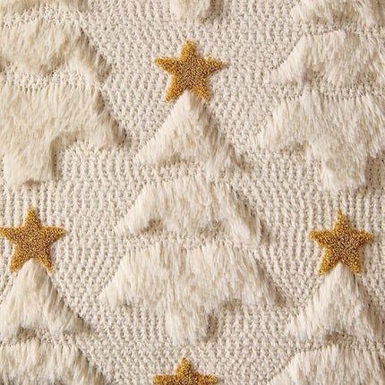 Christmas Pillowcases - 2-pack - White - Winter - White Christmas tree and star pattern - Sofa decoration - 45x45 cm (pillowcase not included).