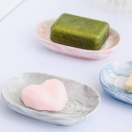 Soap dish - Ceramic soap dish - Non-slip marble soap dish - Bathroom soap holder - Suitable for bathroom, shower, kitchen and travel - Blue.