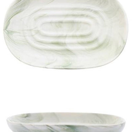 Soap Dish - Ceramic Soap Dish - Non-Slip Marble Soap Dish - Bathroom Soap Holder - Suitable for Bathrooms, Shower Rooms, Kitchens and Travel - Green.
