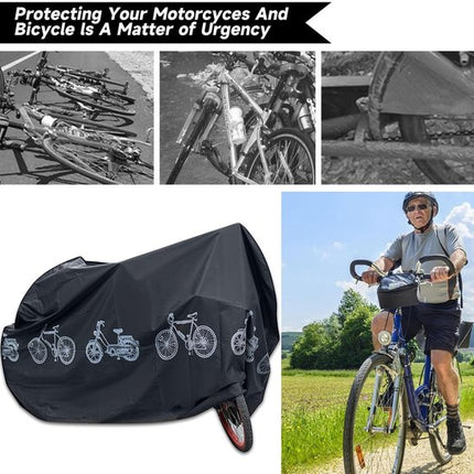 Bicycle cover - Motorcycle cover - Waterproof, dustproof and UV-resistant cover - Bicycle rain cover - Bicycle protective cover - Waterproof bicycle garage cover - Outdoor bicycle protective cover - 200 x 100 cm (Black).