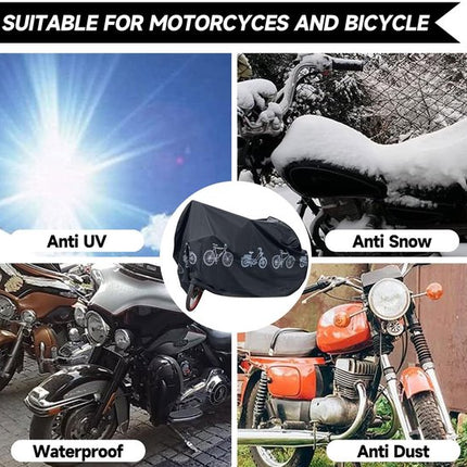 Bicycle cover - Motorcycle cover - Waterproof, dustproof and UV-resistant cover - Bicycle rain cover - Bicycle protective cover - Waterproof bicycle garage cover - Outdoor bicycle protective cover - 200 x 100 cm (Black).