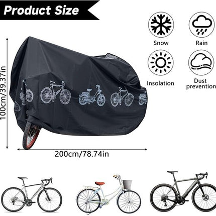 Bicycle cover - Motorcycle cover - Waterproof, dustproof and UV-resistant cover - Bicycle rain cover - Bicycle protective cover - Waterproof bicycle garage cover - Outdoor bicycle protective cover - 200 x 100 cm (Black).