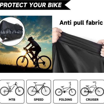 Bicycle cover - Motorcycle cover - Waterproof, dustproof and UV-resistant cover - Bicycle rain cover - Bicycle protective cover - Waterproof bicycle garage cover - Outdoor bicycle protective cover - 200 x 100 cm (Black).