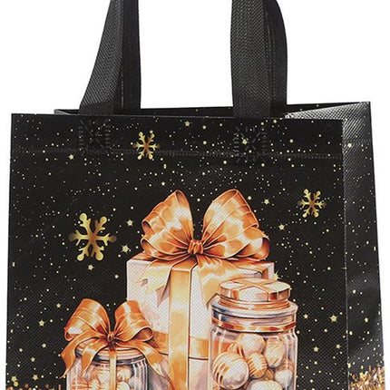 Gift Bags - Packaging Bags - Christmas Gift Bags - Foldable Laminated Waterproof Bags - Black - Candy Packaging Bags - Christmas Gift Bags - 23*22*11cm.