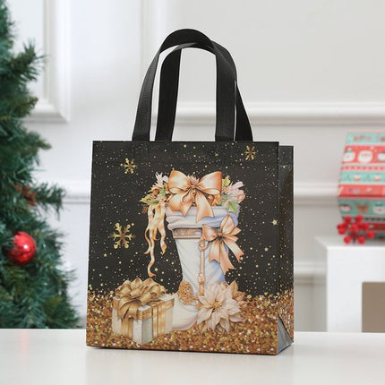Gift Bags - Packaging Bags - Christmas Gift Bags - Foldable Laminated Waterproof Bags - Black - Candy Packaging Bags - Christmas Gift Bags - 23*22*11cm.