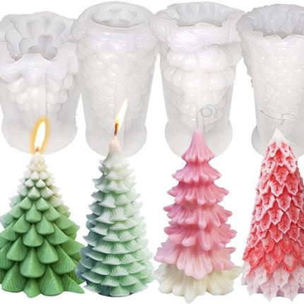 Mold - 4 pieces - Candle mold - Silicone Christmas tree mold set - Mold - Christmas gift.