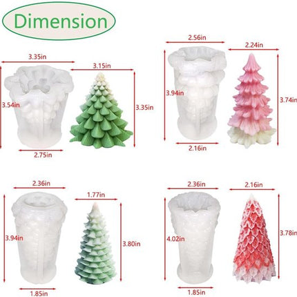 Mold - 4 pieces - Candle mold - Silicone Christmas tree mold set - Mold - Christmas gift.