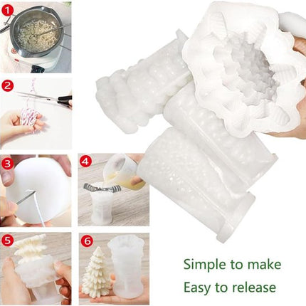Mold - 4 pieces - Candle mold - Silicone Christmas tree mold set - Mold - Christmas gift.