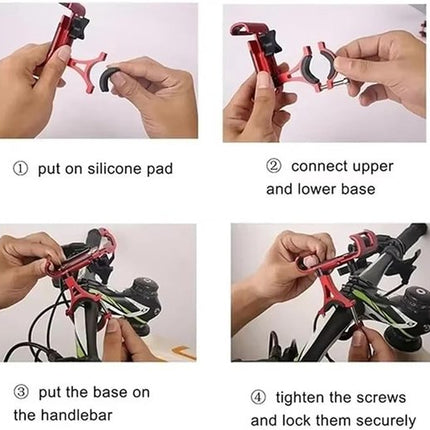 Phone holder for bicycle and motorcycle - Universal phone holder - 360° rotatable and tiltable - Bicycle accessories - Black.
