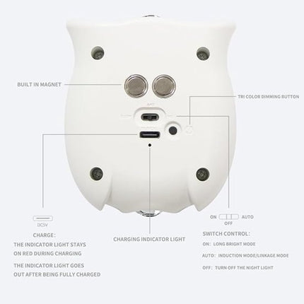 Night light - Mood lamp - LED lighting - Night lamp - LED cabinet light and stair light with sensor - Two-tone - USB rechargeable night light - Magnetic mounting - For children's room, bedroom, hall or corridor, etc. (White).