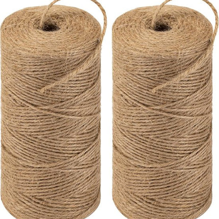Jute rope - 2 rolls - 200m per roll - Brown - Suitable for gardening, crafts, gift wrapping, wedding decorations.