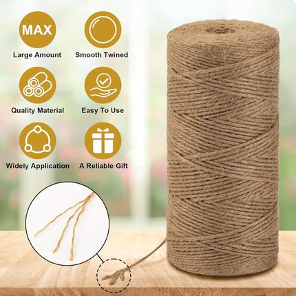 Jute rope - 2 rolls - 200m per roll - Brown - Suitable for gardening, crafts, gift wrapping, wedding decorations.