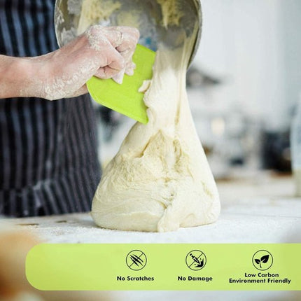 Dough Scraper - 3-Piece - Bread Scraper - Flexible Bowl Scraper - Home Baking Supplies - Green and White.