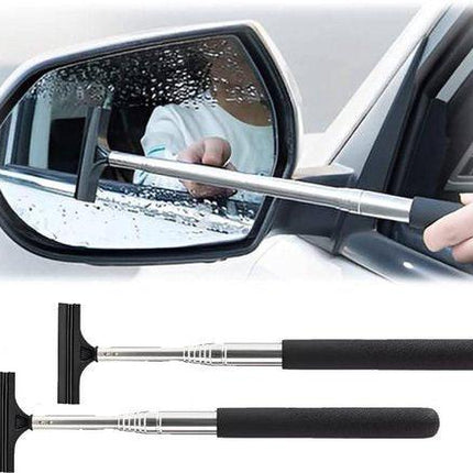 Rearview Mirror Wiper Blades - 2-Piece Set - Telescopic Rearview Mirror Wiper Blades - Portable Wiper Blades - Telescopic up to 98cm - Portable Cleaning Tool for All Vehicles (Black).