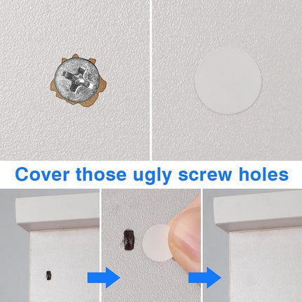 Screw Hole Stickers - 350 White Stickers - Self-adhesive screw covers - Suitable for screw holes in desks, cabinets and furniture..