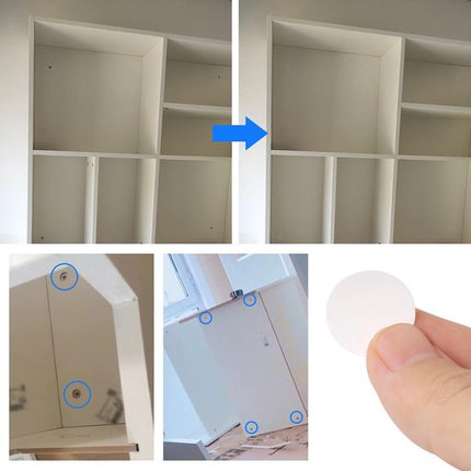 Screw Hole Stickers - 350 White Stickers - Self-adhesive screw covers - Suitable for screw holes in desks, cabinets and furniture..