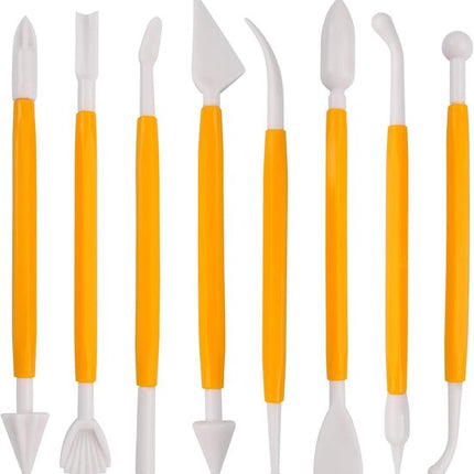 Fondant Modeling Tools - Set of 8 - Decorative Fondant Tools - Decorating Tools - Double-Sided Decorating Tools - Suitable for fondant, baking, clay, modeling, etc..
