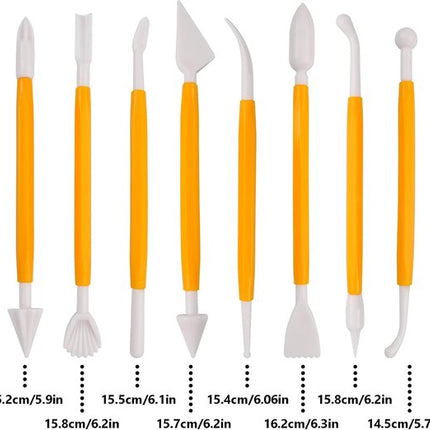 Fondant Modeling Tools - Set of 8 - Decorative Fondant Tools - Decorating Tools - Double-Sided Decorating Tools - Suitable for fondant, baking, clay, modeling, etc..