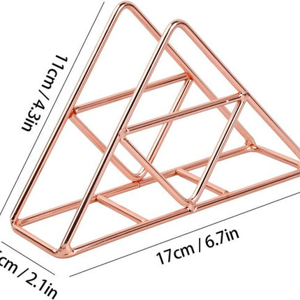 Tissue Holder - Stainless Steel Napkin Holder - Metal Napkin Holder - Triangular Napkin Holder - Paper Napkin Holder - Napkin Holder for Countertop/Dining Table/Picnic Table (Rose Gold).