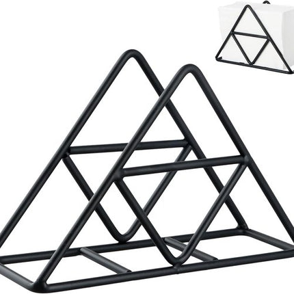 Tissue holder - Stainless steel napkin holder - Metal napkin holder - Triangular napkin holder - Tissue holder - Napkin holder for countertop/dining table/picnic table (black).