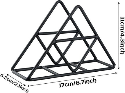 Tissue holder - Stainless steel napkin holder - Metal napkin holder - Triangular napkin holder - Tissue holder - Napkin holder for countertop/dining table/picnic table (black).