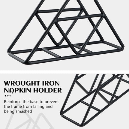 Tissue holder - Stainless steel napkin holder - Metal napkin holder - Triangular napkin holder - Tissue holder - Napkin holder for countertop/dining table/picnic table (black).