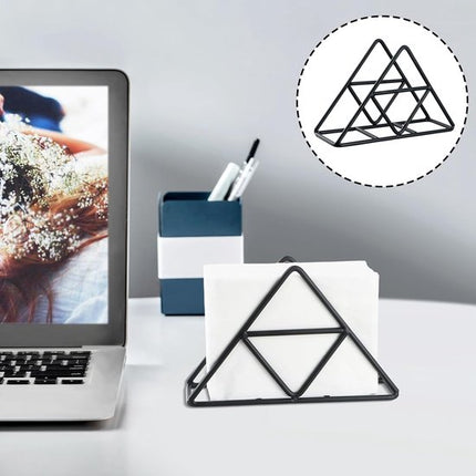 Tissue holder - Stainless steel napkin holder - Metal napkin holder - Triangular napkin holder - Tissue holder - Napkin holder for countertop/dining table/picnic table (black).
