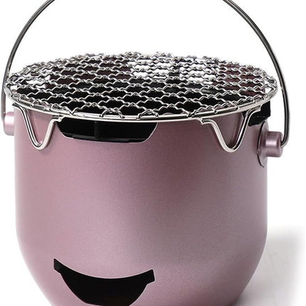 Grill - Portable Charcoal Grill - Mini Stainless Steel Charcoal Grill - Small Outdoor Grill - Suitable for Camping, Backyard BBQs, RVs and Picnics (Purple).