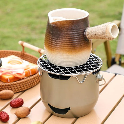 Grill - Portable Charcoal Grill - Mini Stainless Steel Charcoal Grill - Small Outdoor Grill - Suitable for Camping, Backyard BBQs, RVs and Picnics (Purple).