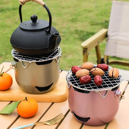 Grill - Portable Charcoal Grill - Mini Stainless Steel Charcoal Grill - Small Outdoor Grill - Suitable for Camping, Backyard BBQs, RVs and Picnics (Purple).